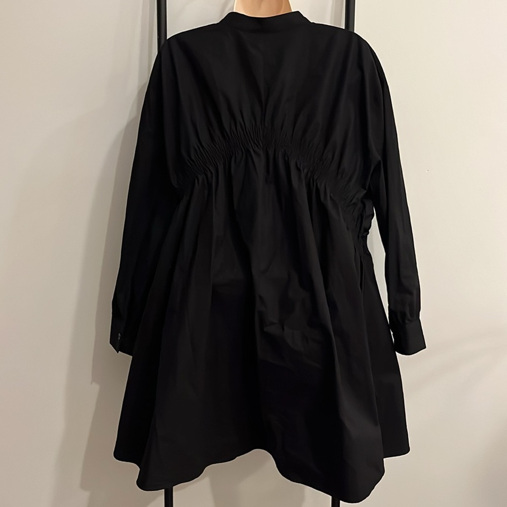 Zara The Etta Black Poplin Baby Doll Button Up Mini Dress Women Size S - Picture 4 of 8